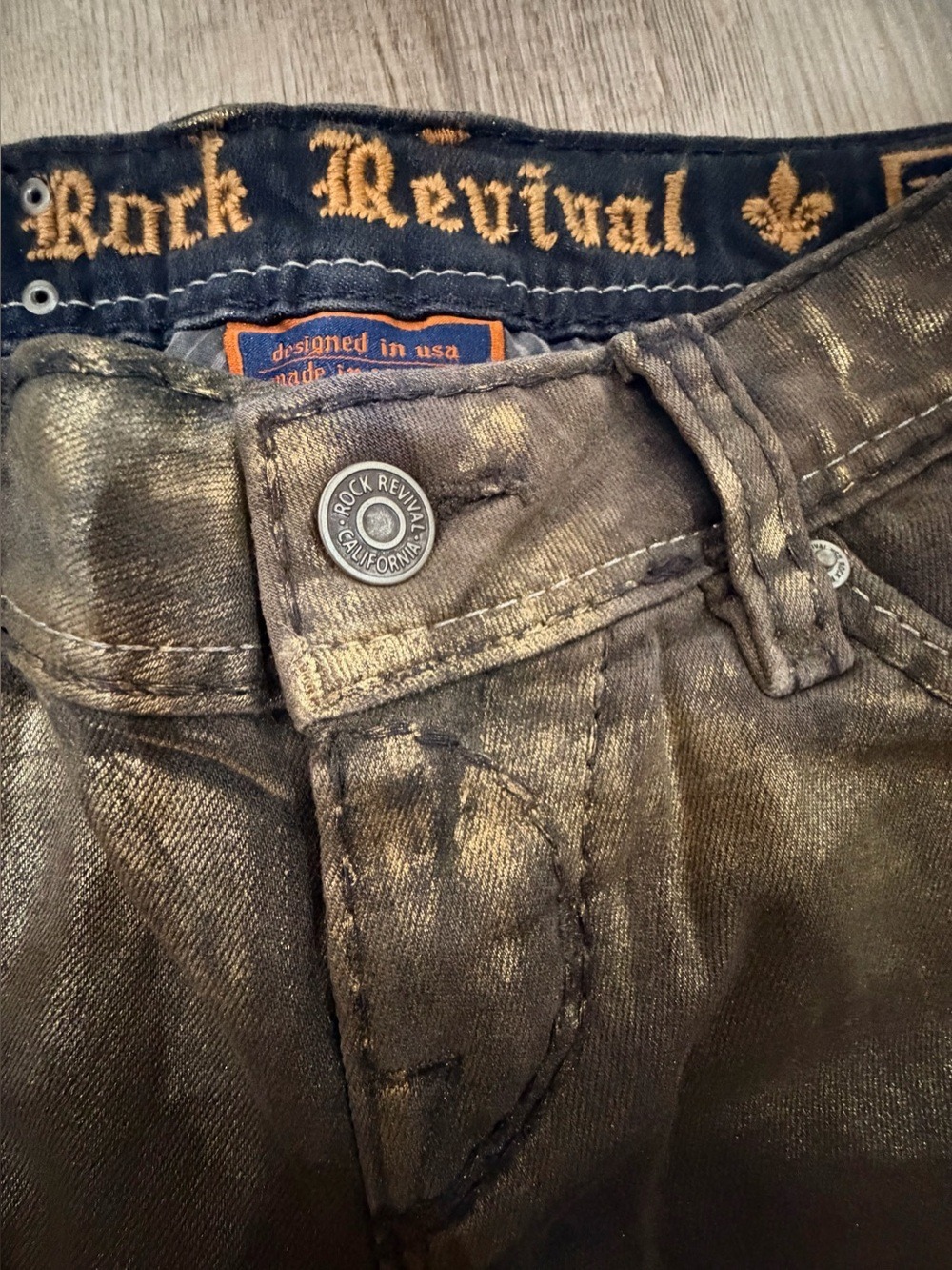 Rock Revival Amelia Jeans Metallic Bronze Skinny NWOT - Picture 5 of 9